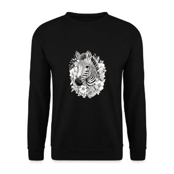 Niedliches Zebra für Kinder für Kinder - Unisex Pullover - Schwarz - Vorne - Alina (178cm) & Michal (187cm)