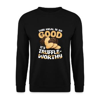 This Meal Is So Good It's Truffle-Worthy - Unisex Pullover - Schwarz - Vorne - Alina (178cm) & Michal (187cm)