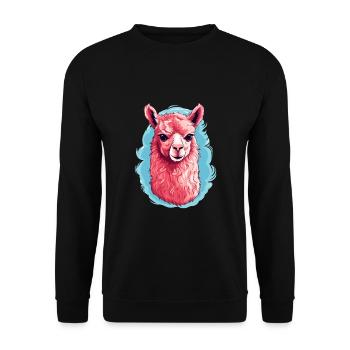 Alpaka Lama für Alpakaliebhaber - Unisex Pullover - Schwarz - Vorne - Alina (178cm) & Michal (187cm)