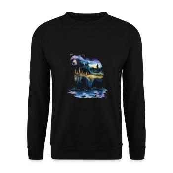 Wald Bär Natur Wildlife Kunst Berg Tier - Unisex Pullover - Schwarz - Vorne - Alina (178cm) & Michal (187cm)