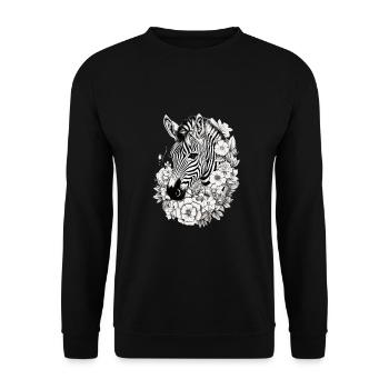 Niedliches Zebra für Kinder für Kinder - Unisex Pullover - Schwarz - Vorne - Alina (178cm) & Michal (187cm)