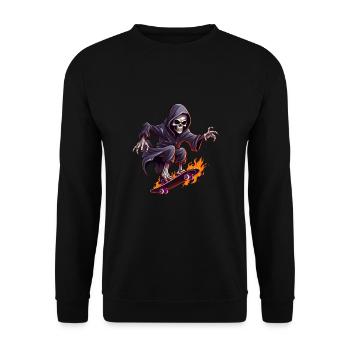 Skate Skater für einen Skater Skateboarder - Unisex Pullover - Schwarz - Vorne - Alina (178cm) & Michal (187cm)