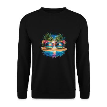 Tropisches Paradies Sonnenbrille Strand Reflexion - Unisex Pullover - Schwarz - Vorne - Alina (178cm) & Michal (187cm)