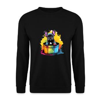Französische Bulldogge Niedlicher Hund Farbeimer - Unisex Pullover - Schwarz - Vorne - Alina (178cm) & Michal (187cm)