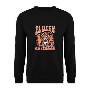 Niedlicher Leopard für Kinder Fluffy Cuteness - Unisex Pullover - Schwarz - Vorne - Alina (178cm) & Michal (187cm)