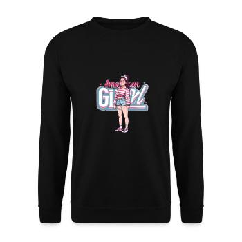 Patriotisches Amerikanisches Mädchen USA für - Unisex Pullover - Schwarz - Vorne - Alina (178cm) & Michal (187cm)