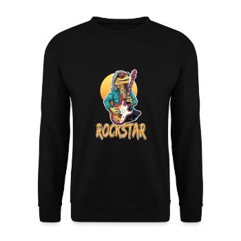 Reptil-Musiker mit E-Gitarre - Unisex Pullover - Schwarz - Vorne - Alina (178cm) & Michal (187cm)