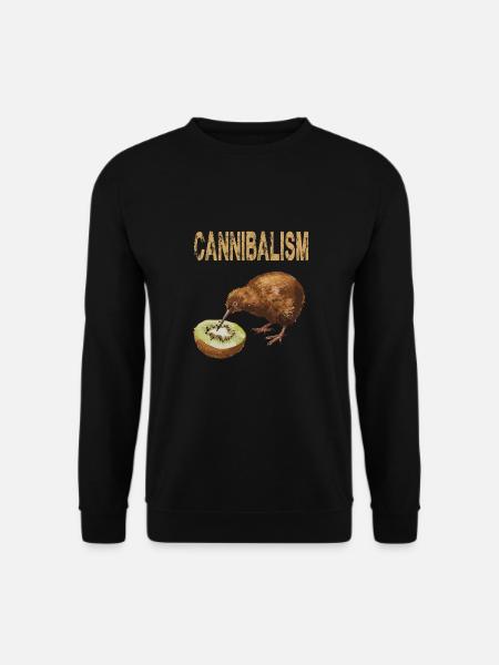 Kannibalismus Kiwi-Vogel genießt eine Kiwifrucht - Unisex Pullover - Schwarz