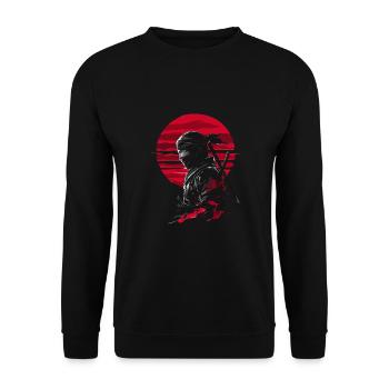 Mysteriöser Ninja-Krieger roten Sonnenuntergang - Unisex Pullover - Schwarz - Vorne - Alina (178cm) & Michal (187cm)