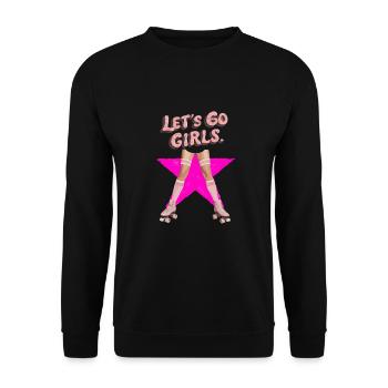 Coole Retro Rollschuhe 80er - Unisex Pullover - Schwarz - Vorne - Alina (178cm) & Michal (187cm)