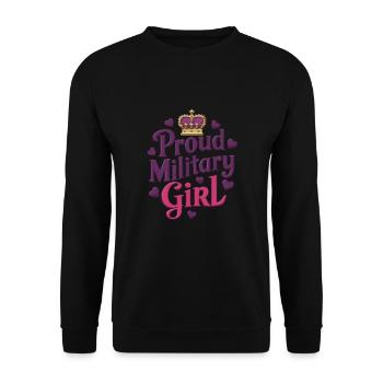 Stolzes Militärmädchen mit Krone und Herzen - Unisex Pullover - Schwarz - Vorne - Alina (178cm) & Michal (187cm)