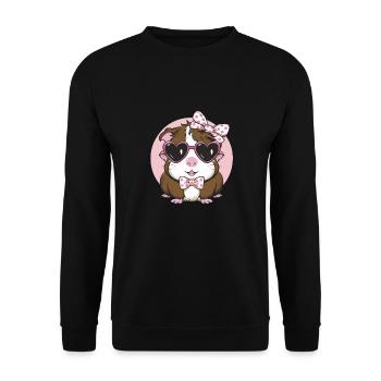 Coole Meerschweinchen mit Herz-Sonnenbrille - Unisex Pullover - Schwarz - Vorne - Alina (178cm) & Michal (187cm)