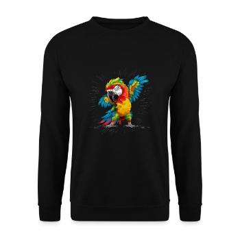 Ara Papagei für einen Vogelliebhaber - Unisex Pullover - Schwarz - Vorne - Alina (178cm) & Michal (187cm)