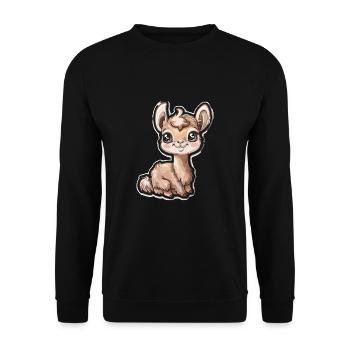 Alpaka Lama für Alpakaliebhaber - Unisex Pullover - Schwarz - Vorne - Alina (178cm) & Michal (187cm)