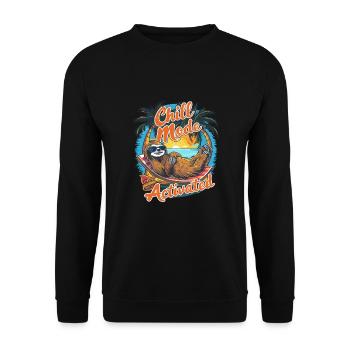 Chill-Modus Aktiviert Faultier Hängematte Strand - Unisex Pullover - Schwarz - Vorne - Alina (178cm) & Michal (187cm)