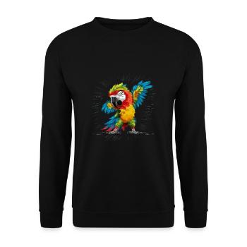 Ara Papagei für einen Vogelliebhaber - Unisex Pullover - Schwarz - Vorne - Alina (178cm) & Michal (187cm)