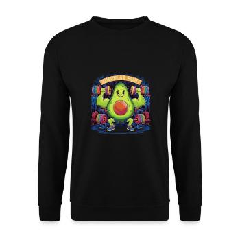 Muskulös Avocado Fitnessstudio Humor Workout - Unisex Pullover - Schwarz - Vorne - Alina (178cm) & Michal (187cm)