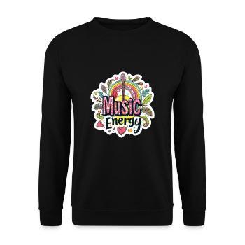 Musik Energie Regenbogen und Gitarre - Unisex Pullover - Schwarz - Vorne - Alina (178cm) & Michal (187cm)
