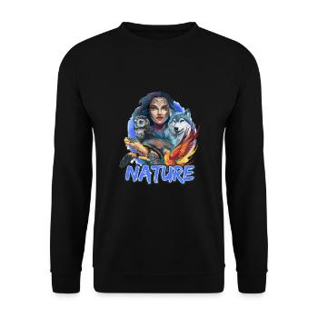 Natur Wolf Eule Schildkröte Frau für - Unisex Pullover - Schwarz - Vorne - Alina (178cm) & Michal (187cm)