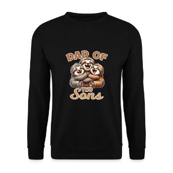 Dad of Two Sons Faultier Familie - Unisex Pullover - Schwarz - Vorne - Alina (178cm) & Michal (187cm)