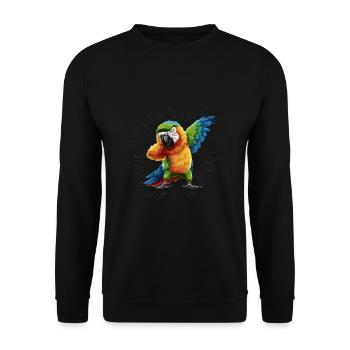 Ara Papagei für einen Vogelliebhaber - Unisex Pullover - Schwarz - Vorne - Alina (178cm) & Michal (187cm)