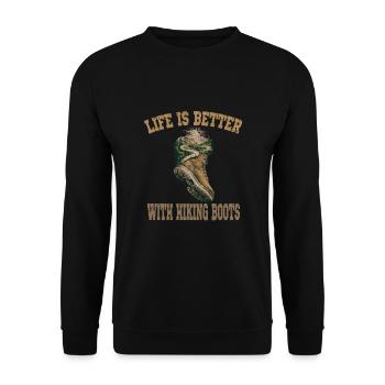 Cooler Wanderschuhe Spruch für Wanderer für einen - Unisex Pullover - Schwarz - Vorne - Alina (178cm) & Michal (187cm)