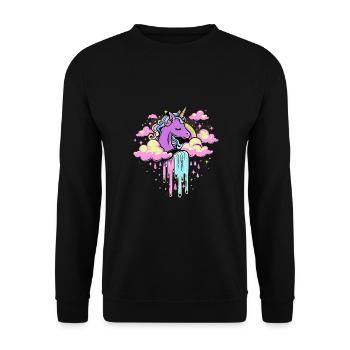 Verträumtes Regenbogen-Einhorn Himmel für Kinder - Unisex Pullover - Schwarz - Vorne - Alina (178cm) & Michal (187cm)