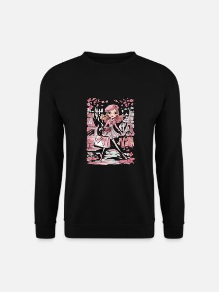 Pariser Chic Fashion Lady Flanieren im Frühling - Unisex Pullover - Schwarz