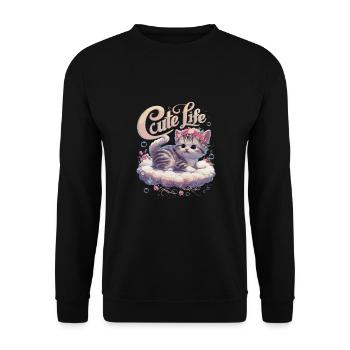 Bezaubernde Baby Katze Blumen Wolke Träumen für - Unisex Pullover - Schwarz - Vorne - Alina (178cm) & Michal (187cm)