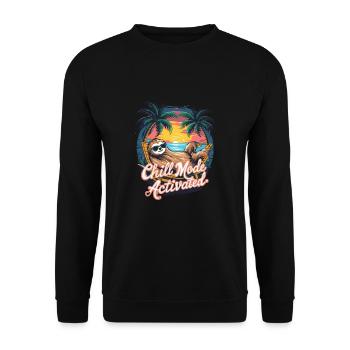 Chill-Modus Aktiviert Faultier Hängematte Strand - Unisex Pullover - Schwarz - Vorne - Alina (178cm) & Michal (187cm)