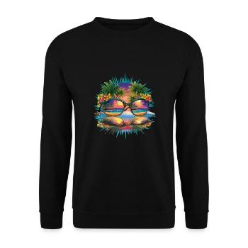 Tropisches Paradies Sonnenbrille Strand Reflexion - Unisex Pullover - Schwarz - Vorne - Alina (178cm) & Michal (187cm)
