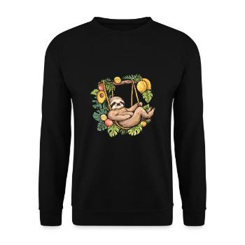 Urlaub Glückseligkeit Faultier Faul für einen - Unisex Pullover - Schwarz - Vorne - Alina (178cm) & Michal (187cm)