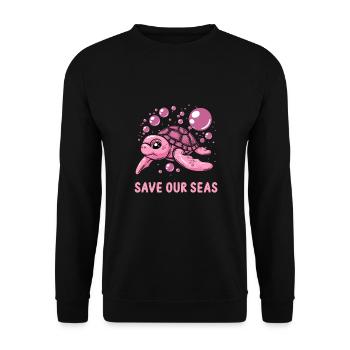 Save Our Seas für Schildkrötenliebhaber - Unisex Pullover - Schwarz - Vorne - Alina (178cm) & Michal (187cm)