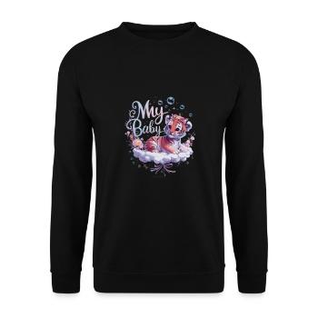 Bezaubernde Baby Tiger Blumen Wolke Träumen für - Unisex Pullover - Schwarz - Vorne - Alina (178cm) & Michal (187cm)