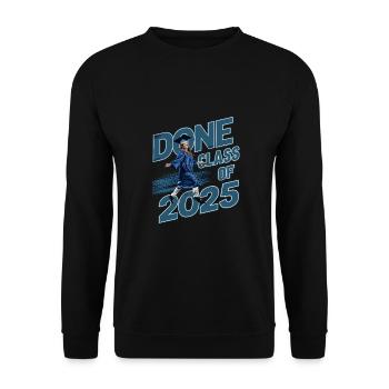 Schule Studuim Abschlussfeier Bestanden 2025 - Unisex Pullover - Schwarz - Vorne - Alina (178cm) & Michal (187cm)