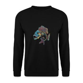 Father and Son Live Love Camp für einen Angler - Unisex Pullover - Schwarz - Vorne - Alina (178cm) & Michal (187cm)