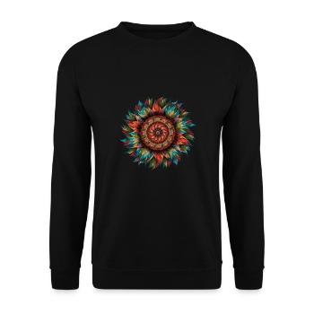 Harmonie Floral Mandala Inspiriert Künstlerisch - Unisex Pullover - Schwarz - Vorne - Alina (178cm) & Michal (187cm)