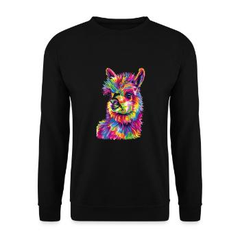 Alpaka Lama für Alpakaliebhaber - Unisex Pullover - Schwarz - Vorne - Alina (178cm) & Michal (187cm)