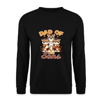 Starker Tiger mit Tiger Kind für einen Papa - Unisex Pullover - Schwarz - Vorne - Alina (178cm) & Michal (187cm)