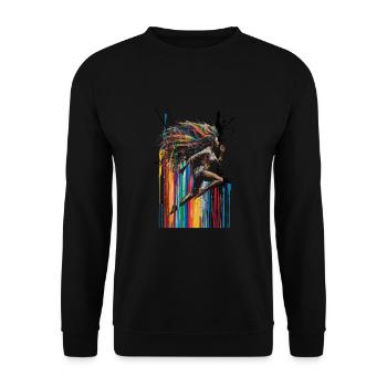 Lebendiges mehrfarbiges Kunstdesign Frau - Unisex Pullover - Schwarz - Vorne - Alina (178cm) & Michal (187cm)