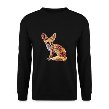 Fennek Wüste Fuchs Geometrischer Fuchs Kunstwerk - Unisex Pullover - Schwarz - Vorne - Alina (178cm) & Michal (187cm)