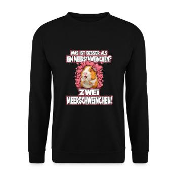 Was ist besser als ein Meerschweinchen - Unisex Pullover - Schwarz - Vorne - Alina (178cm) & Michal (187cm)