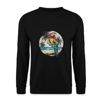 Ara Papagei für einen Vogelliebhaber - Unisex Pullover - Schwarz - Vorne - Alina (178cm) & Michal (187cm)