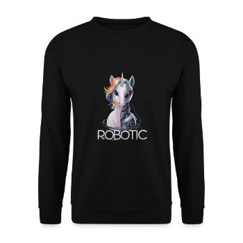 Lustiges Einhorn Roboter Robotic Kuscheln Cyborg - Unisex Pullover - Schwarz - Vorne - Alina (178cm) & Michal (187cm)