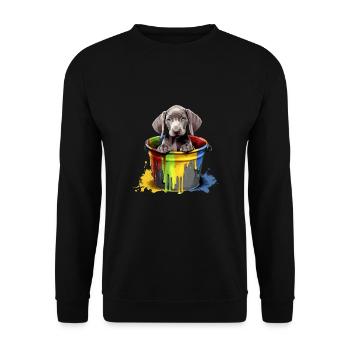 Weimaraner Hund Hunderasse - Unisex Pullover - Schwarz - Vorne - Alina (178cm) & Michal (187cm)