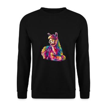 Alpaka Lama für Alpakaliebhaber - Unisex Pullover - Schwarz - Vorne - Alina (178cm) & Michal (187cm)