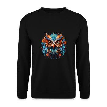Streetart Eule für eine Street Art Fans Künstler - Unisex Pullover - Schwarz - Vorne - Alina (178cm) & Michal (187cm)