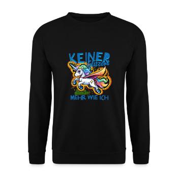 Keiner glitzert mehr wie ich für einen Einhorn - Unisex Pullover - Schwarz - Vorne - Alina (178cm) & Michal (187cm)