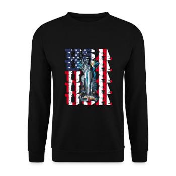 New York City Skyline - Unisex Pullover - Schwarz - Vorne - Alina (178cm) & Michal (187cm)