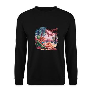 Sonnenuntergang Desert Vibes Urlaub Abenteuer - Unisex Pullover - Schwarz - Vorne - Alina (178cm) & Michal (187cm)